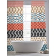 thumbnail image 4 of Boho Colorful Sheer Curtains 96 inches Long 2 Panels Set Striped Ethnic Style Geometric Classical Retro Tiers Sheers Rod Pocket Small Window Short Curtains for Kitchen Cafe, Each 52" W x 96" L, 4 of 7