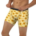 thumbnail image 3 of Picia Yellow White Striped Sunflower Pattern Men's Athletic Long Leg Briefs , Performance Stretch Underwear，Moisture-Wicking, 3 of 7