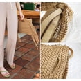thumbnail image 4 of Kukuzhu Solid Color Tassel Summer Beach Bag Tote Braided Handbag Women Weave Grass Bag for Travel Everyday Use, 4 of 7
