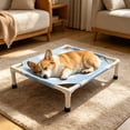 thumbnail image 2 of Elevated Raised Dog Cat Bed, Summer Cooling Breathable Fabric Pet Bed with Sturdy Frame, Removable Washable Cover Foldable Portable Cat Dog Bed for Indoor Outdoor Camping Travel All Season Use,Blue, 2 of 6
