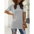 thumbnail image 3 of TEMOFON Color Block T Shirt for Womens Short Sleeve Top Casual Tunic Tops Crew Neck Striped Shirts White Tee 2025, 3 of 6