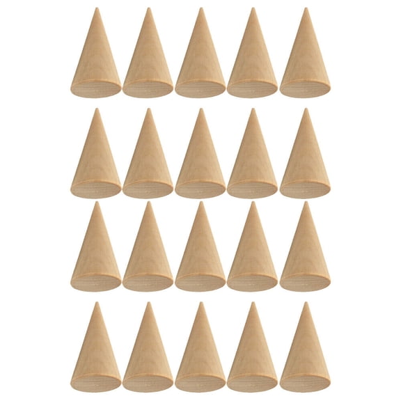 20/40 Pcs Wood Cone Ring Holder Durable Finger Jewelry Display Stand DIY Craft