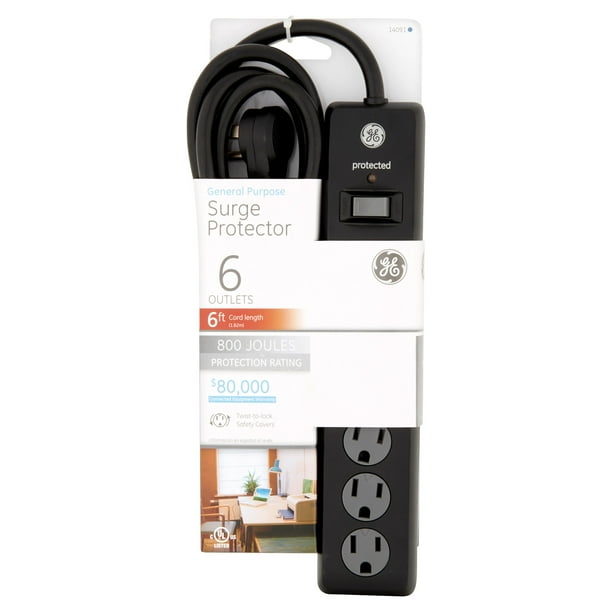 GE General Purpose Surge Protector 6 Outlets, 6 ft