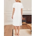 thumbnail image 5 of Ekouaer Cotton Nightgowns for Women Short Sleeve House Dress Pleated Night Gown Button Sleep Shirt Ladies Nightdress, 5 of 6