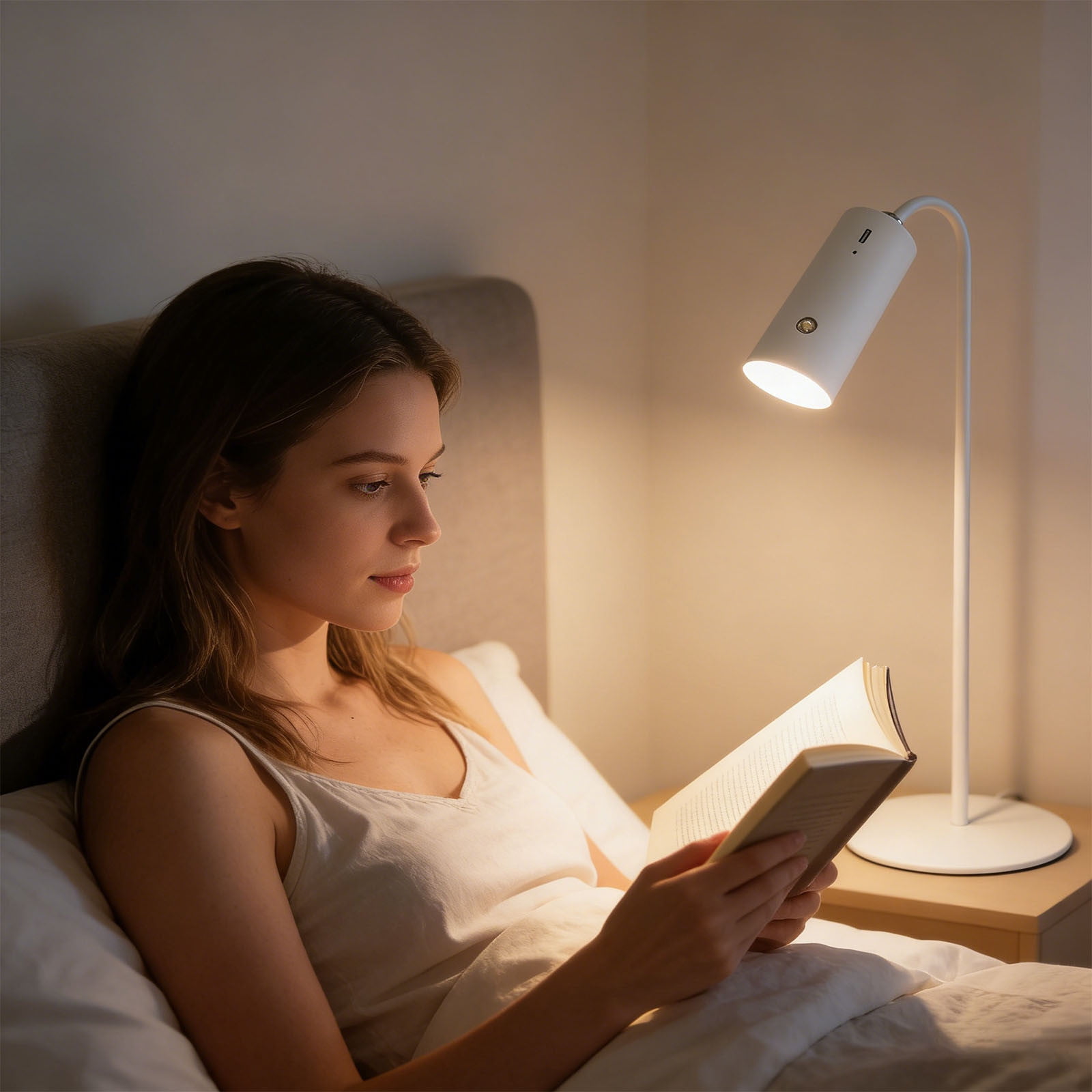 BiFandian LED Adjustable Desk Lamp, Multi-Angle Eye Care Reading Light, Magnetic Base with 3-Level Dimmable, Study, Office, Universal, Flexible Gooseneck, Task Light