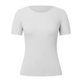 thumbnail image 6 of oqasdz Sweaters for Women Short Sleeve Crewneck T Shirt Summer Ribbed Knit Slim Fit Basic Solid Color Tee Tops Casual Versatile, 6 of 6