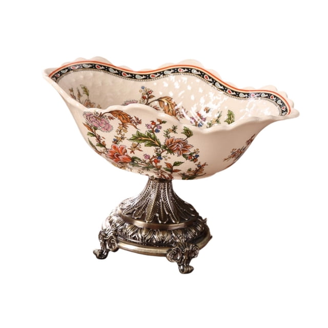 Frutero de cerámica con pedestal para centro de mesa, práctico y elegante plato de frutas, cesta de frutas para aperitivos, pan, hogar. Estilo C