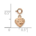 thumbnail image 6 of Auriga Fine Jewelry 14K Rose Gold Diamond-Cut Heart with Spring Ring Charm (L- 14 mm,W-7.93 mm) for Women, 6 of 6