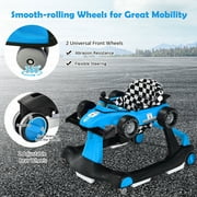 Costway 4-in-1 Baby Walker Foldable Activity Push Walker Adjustable Height Blue