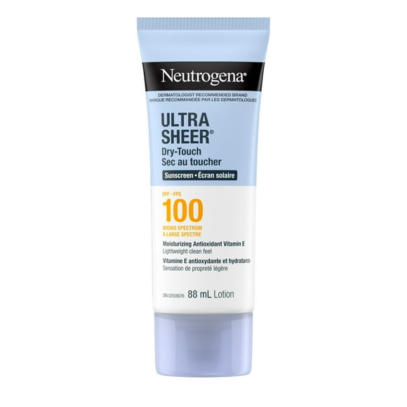 Neutrogena Ultra Sheer Dry-Touch Sunscreen Lotion, SPF 100 Broad Spectrum SPF 100 UVA/UVB Protection, Travel Size, 88 ml