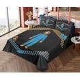 thumbnail image 4 of Ambesonne Emoji Fitted & Top Sheet Set with Shams, Funny Racer Character Cars, Dark Grey Orange and Blue, 4 of 5
