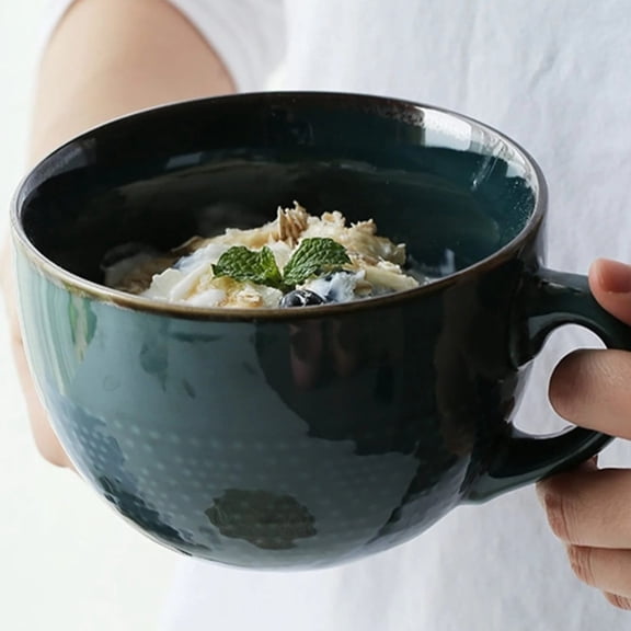 Vestitiy 23.66 Oz Large Ceramic Coffee Mug, Grain Soup Mugs/Salad Bowl/Oversized Porcelain Bowl for Coffee, Green Stoneware Jumbo Latte Mugs