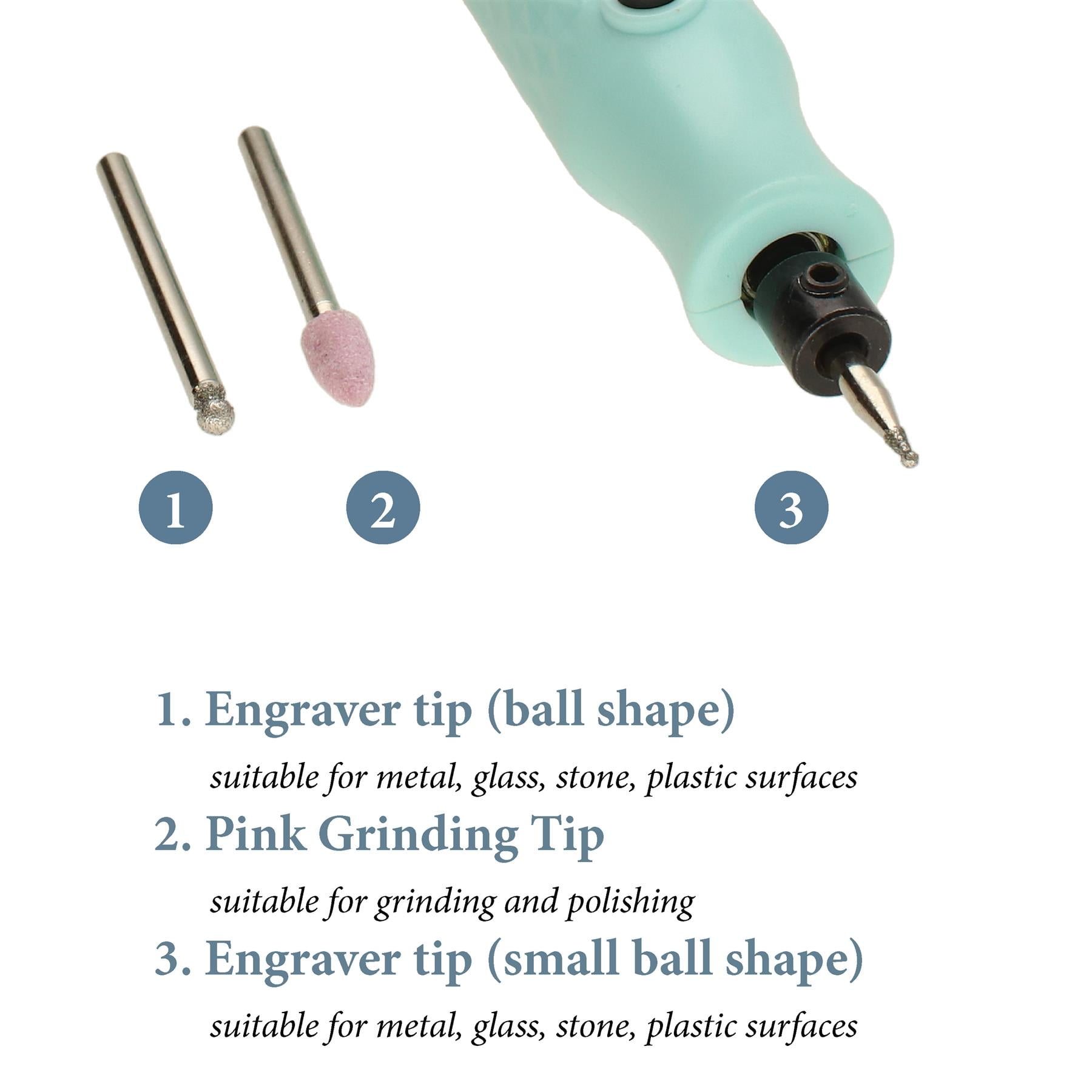 The Beadsmith Basic Elements Engraver – 3 Tips, Allen Key and Stencils – Battery Operated – Cordless Tool for Engraving, Sanding and Polishing on Wood, Glass and Metal