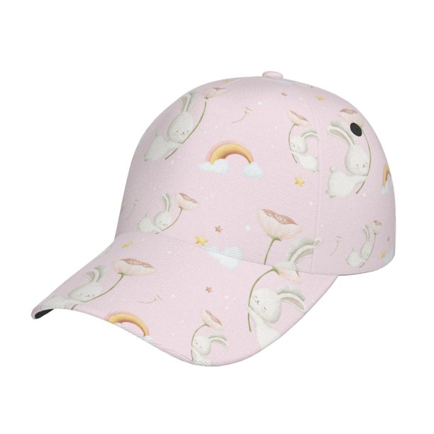 Fotbe Rainboe And Rabbit Gorro Clásico de Béisbol, Gorra Ajustable con Broche Snapback, Gorro de Exterior de Algodón Suave