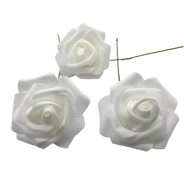 Xingzhi 50 Pcs Maison Bureau Hôtel Portable Fleurs Artificielles Réalistes Intérieur Extérieur Mariage Réutilisables Roses Simulées Blanc