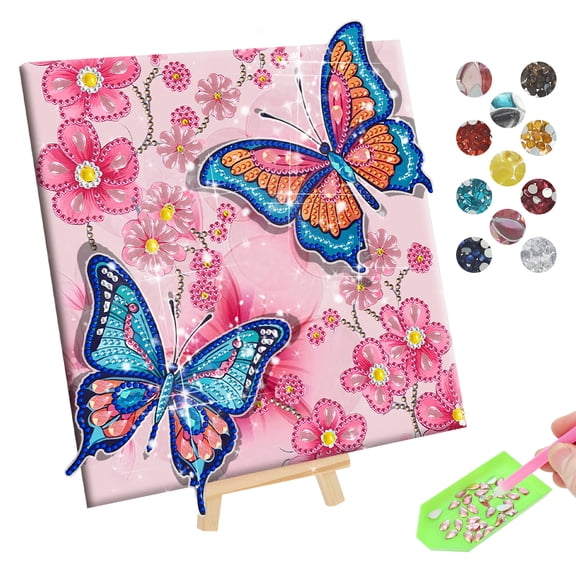 Arts and Crafts for Kids Age 8-12, Diamond Art Kit for Kids, Gifts for Girls Birthday Presents Toys for Girl Teen, Fun Activities Gem Art Butterfly Kit with Stand for Home Decor