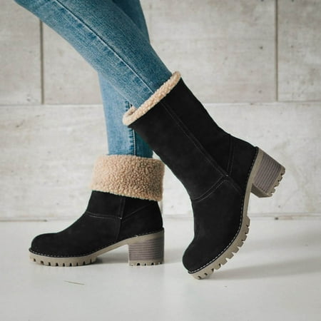 

ZMHEGW Boots For Women Winter Warm Snow Ladies Warm Booties Ankle Female Mid Calf Boots Shoes