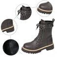 thumbnail image 7 of UngA Combat Boots for Women Lace Up Boots Low Heel Ankle Booties Winter Womens Boot Grey,Size 6, 7 of 7