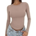 thumbnail image 2 of Valueadd Women's Long Sleeve T-shirt Round Neck Slim Bottom Sweater 2025 Basic Outwear Sports Tops, 2 of 6