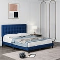 thumbnail image 6 of SAINSPEED Queen Size Bed Frame with Linen Button Tufted Headboard, Heavy Duty Mattress Foundation, and Noise-Free Design in Blue, 6 of 7
