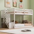 thumbnail image 1 of MODERNLUXE Lit Superposé au Sol Simple sur Simple, Lits Superposés Bas avec Escaliers de Rangement pour Enfants Ados, Blanc, 1 of 9