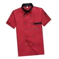 thumbnail image 5 of Unisex Jacket Men Women Shirt Coat Breathable Short Sleeve Comfortable Workwear Chef Clothes for Cooking Hotel XL Size Red, 5 of 6