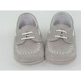 thumbnail image 3 of Pearl Suede and Napa White Moc Toe Pre-walker Shoes-Baby Boy Shoes, 3 of 16