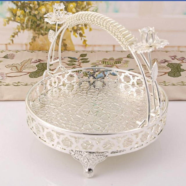 Baohd Luxury Serving Tray Wedding Gift Multipurpose for Table Centerpiece Kitchen Argent Small