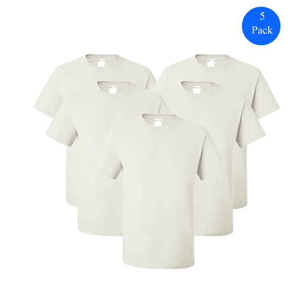 JERZEES Dri-Power Short Sleeve T-Shirt, Classic Fit for Adult Casual White Tee, 5 Pack, Size S