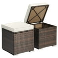 thumbnail image 1 of Patiojoy 2 Pieces Patio Ottoman Multipurpose Outdoor Wicker Footstool Storage Box Side Table w/ Solid Metal Frame Additional Seating w/ Removable Cushions Off White, 1 of 7
