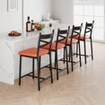 thumbnail image 2 of Sillas de barra modernas con respaldo, taburetes altos con respaldo tapizados en cuerina, estructura metálica resistente y reposapiés cómodo, ideales para cocina, isla, comedor o cafetería, 2 of 6
