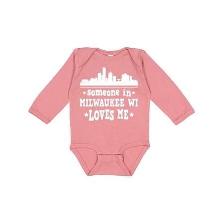 

Inktastic Milwaukee Wisconsin Someone Loves Me Gift Baby Boy or Baby Girl Long Sleeve Bodysuit