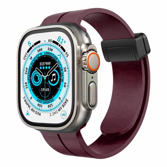 Apple Watch Size 38/40/41mm Magnetic Buckle Premium Silicone Replacement Watch Band Strap for iWatch Series 1/2/3/4/5/6/7/8/9/SE [ Burgundy ]