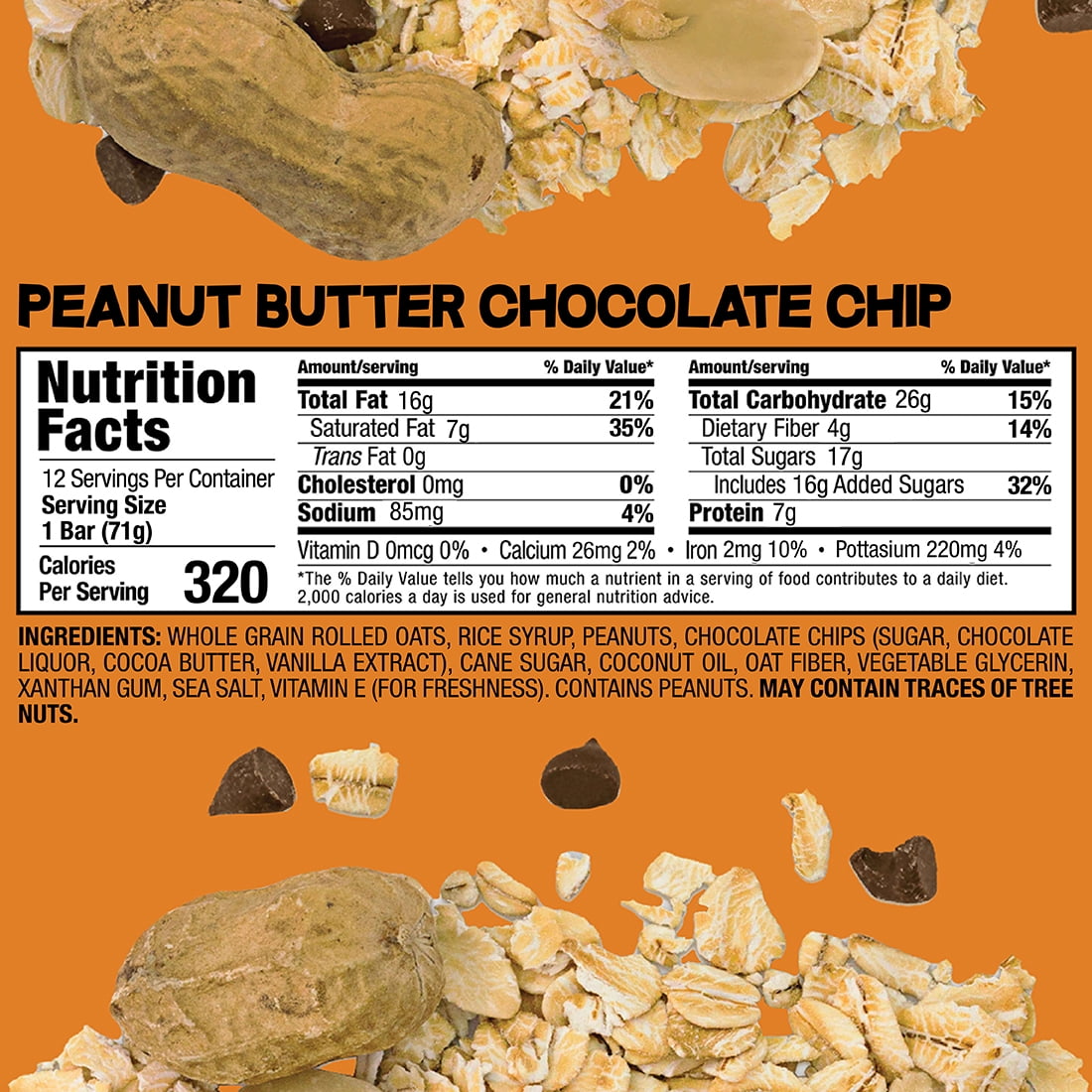 Bobo's, Protein & Energy Bars, GMO Free, Chocolate Chip Peanut Butter, 12 Ct, 3 Oz