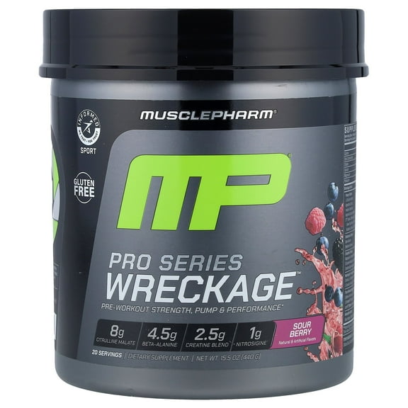 MusclePharm Pro Series Wreckage™, Pre-Workout, Sour Berry, 15.5 oz (440 g)