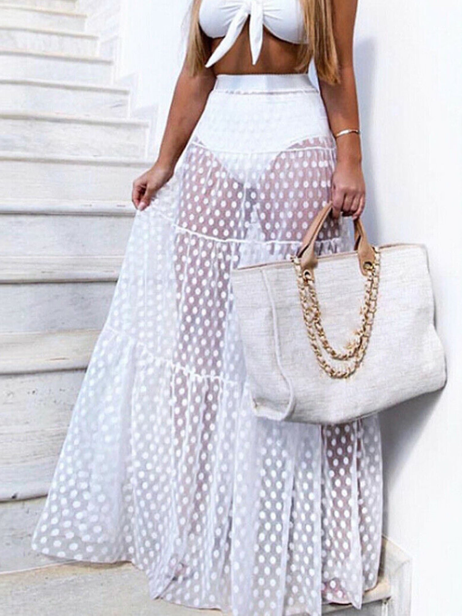 Women Mesh Sheer Maxi Skirt Wrap Skirt Beach Tulle Transparent Dress -  Walmart.com