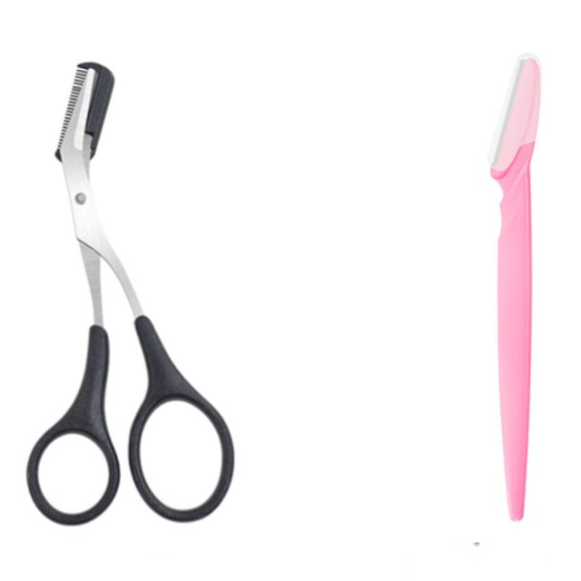 Tijera recortadora de cejas, productos de belleza para mujeres, tijeras para cejas con peine, herramientas de maquillaje de acero inoxidable, tijeras de belleza Dengxun unisex