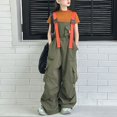 thumbnail image 4 of Coerni Girls Cargo Overalls Contrast Color Adjustable Buckle Straps Trendy Baggy Jumpsuit Teen Versatile Techwear Cool Hip Pop Streetwear, 4 of 6