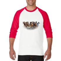 Artix - Mens Raglan Sleeve Baseball T-Shirts, up to Size 3XL - Horses Herd