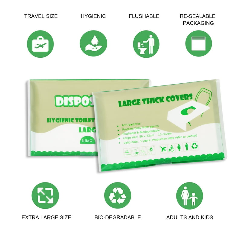50Pcs Portable Disposable Toilet Seat Covers; Flushable Travel