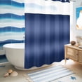 thumbnail image 6 of No Hook Shower Curtain, Navy Blue Ombre Shower Curtains for Bathroom with See Through Top Window, Farmhouse Blue Gradient Color Aesthetic Waterproof & Washable Bath Curtain Stall 48"x72", 6 of 9