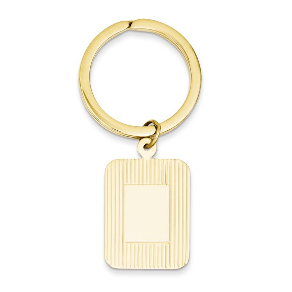 14K Yellow Gold Rectangle Disc Key Ring
