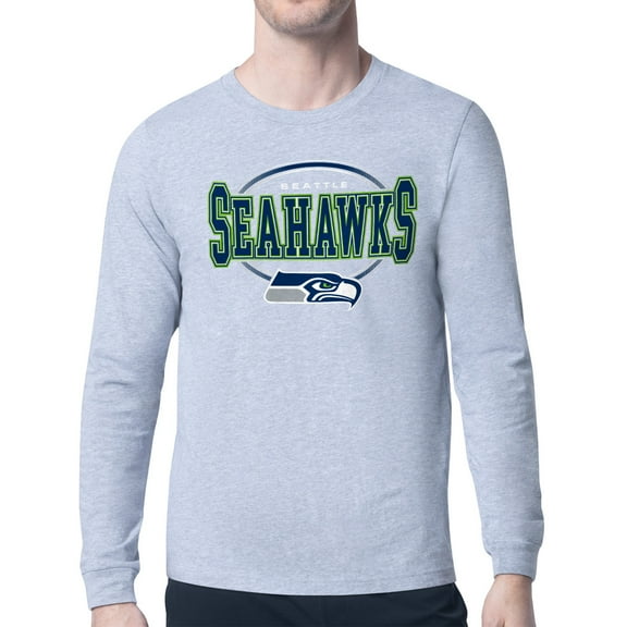 Men's Starter Heather Gray Seattle Seahawks Team Track Graphic Long Sleeve T-Shirt