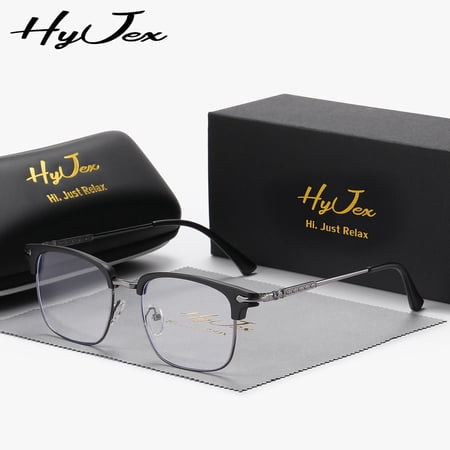 HyJex Unisex Anti-Blue Light Glasses Retro-Modern Clear-Lens Eyewear Lightweight Comfortable Glasses