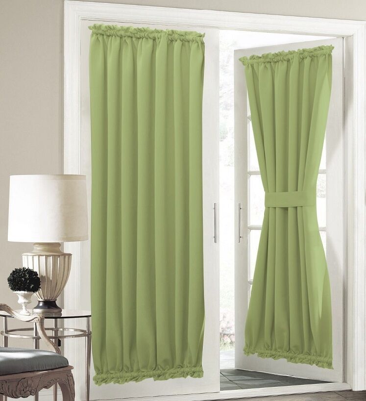 1 Pc Brown Insulated Heavy Thick French Door Thermal Blackout Rod Pocket Curtain Panel With Tieback 55