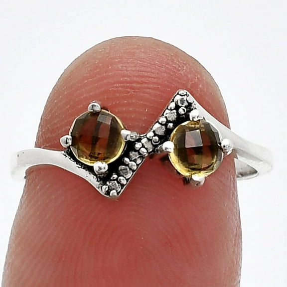 Natural Citrine Checker 925 Sterling Silver Ring s.7 Jewelry R-1184 SDR241908
