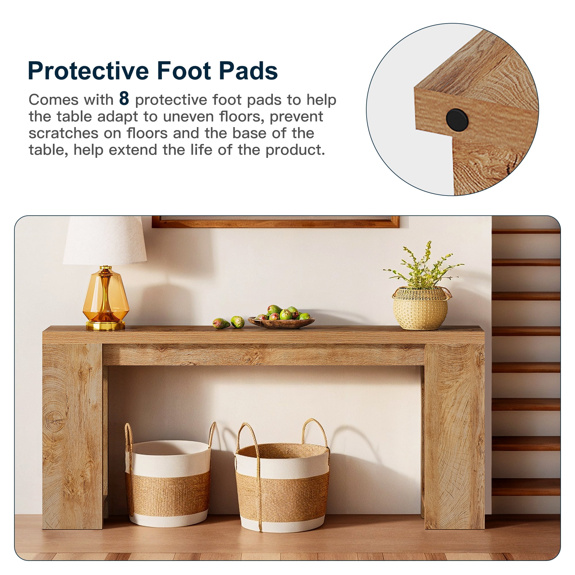 Demi Bonn 70.9" Wood Console Table, Farmhouse Sofa Table Entryway Table with Storage, Foyer Display Table, Brown