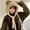 Khaki, variant on Cute Bear Ears Fleece Lined Winter Beanie Hat, Knit Earflap Fluffy Snow Cap for Women, Cozy Warm Outdoor Ski Hat