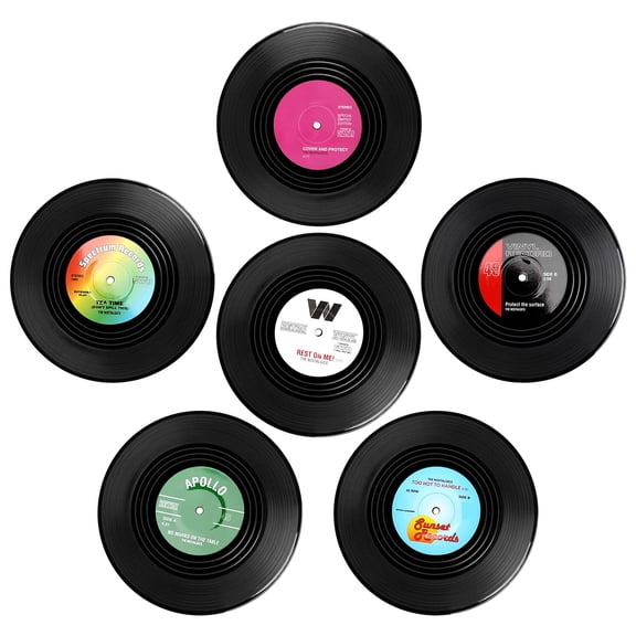 Drink Coasters,Retro CD Record Coaster Set Round Cup Mat with Non-Slip Bar Mats Accessories for Home Pub