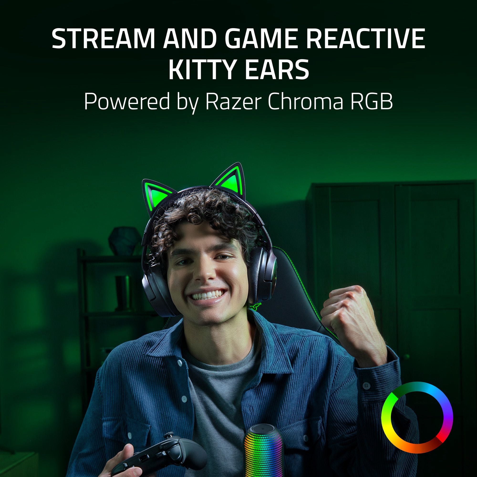 Razer Kraken Kitty V3 Pro Wireless RGB Kitty Headset for Gaming and Streaming, Black